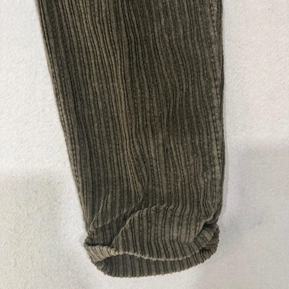 LE COLLEZIONI Collection Corduroy Pants Men 30 Olive Green Wide Wale Pleated